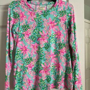 NWT Lilly Pulitzer Renay Sunguard Top Surf Blue So Shellegant XS